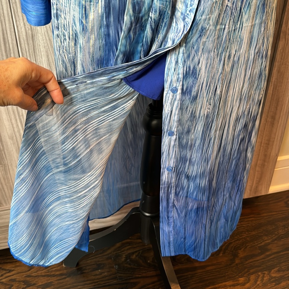 Gorgeous flowy vivid blue Tahari midi dress with pockets - Like new XS - Picture 8 of 15